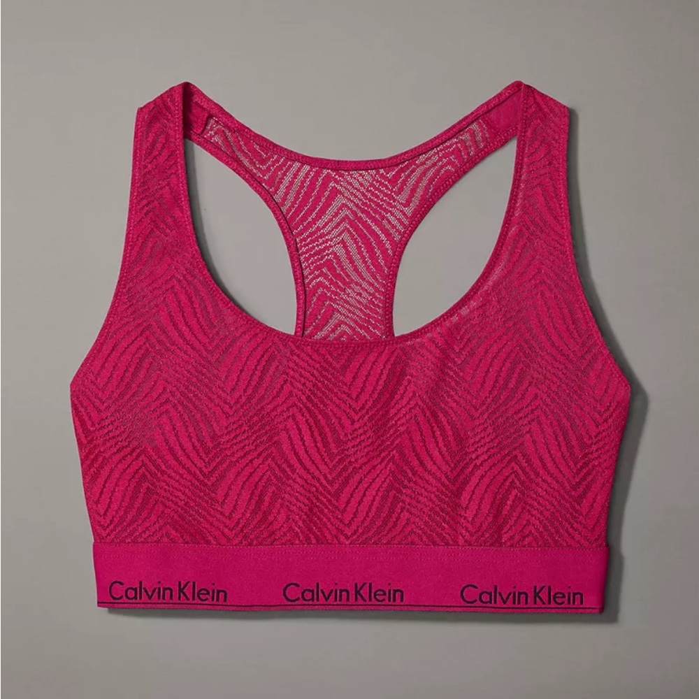 Calvin Klein Modern Lace Unlined Bralette size Small color Jewel red